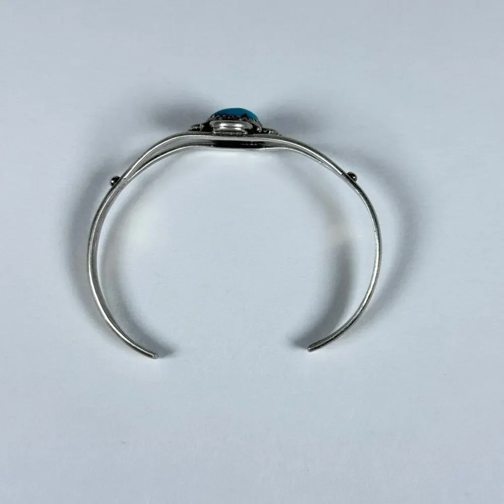 Vintage Navajo Sterling Silver Turquoise Cuff Bracelet 10.03g native